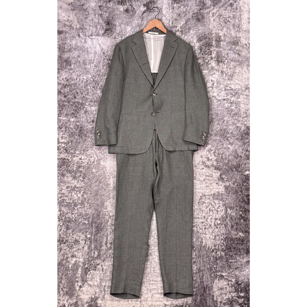 New SUITSUPPLY Havana Patch Slim Suit 40S Short Mens Italian Linen